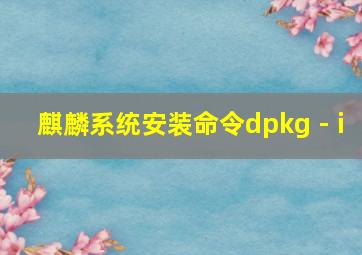 麒麟系统安装命令dpkg - i